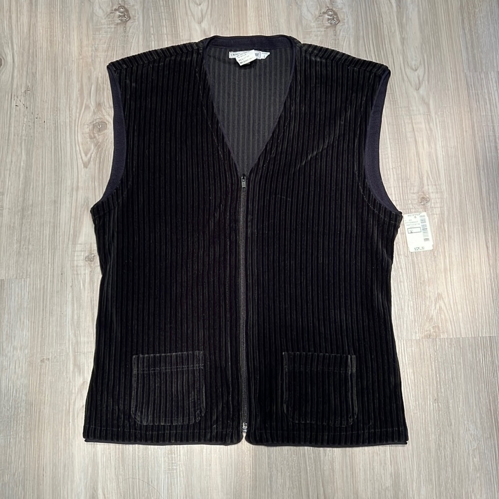 Emporio Armani Ribbed Zippered Velvet Vest Size Large